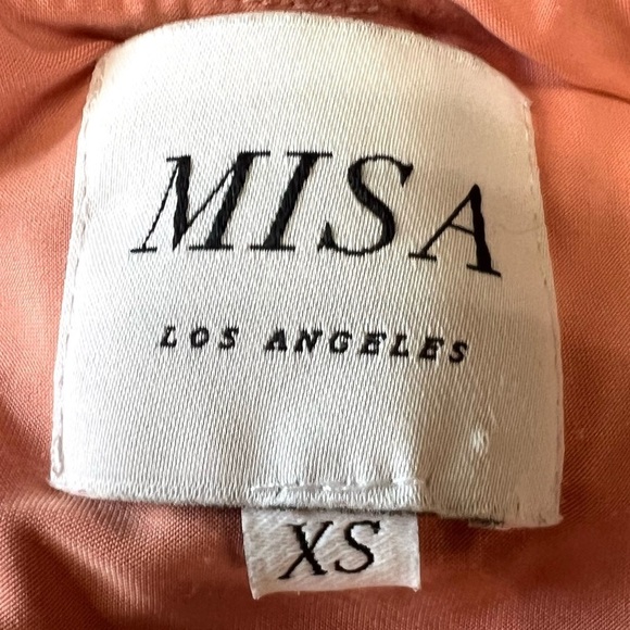 Misa Los Angeles Anya Peach Deep V Neck Ruched Halter Maxi Dress Women’s XS - Picture 16 of 16